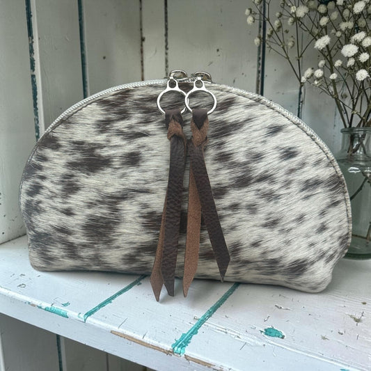 Cowhide Crescent Lined Makeup Bag