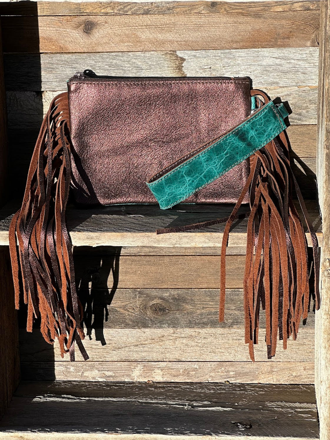 Turquoise Fringed Wristlet