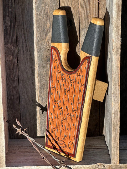 Leather Carved Wood Grain Boot Jack