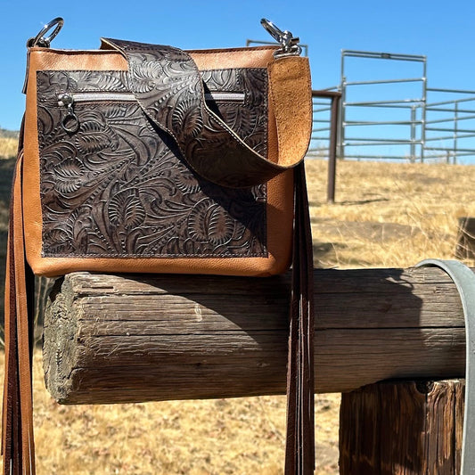 Acid Wash Cowhide Shoulder Bag