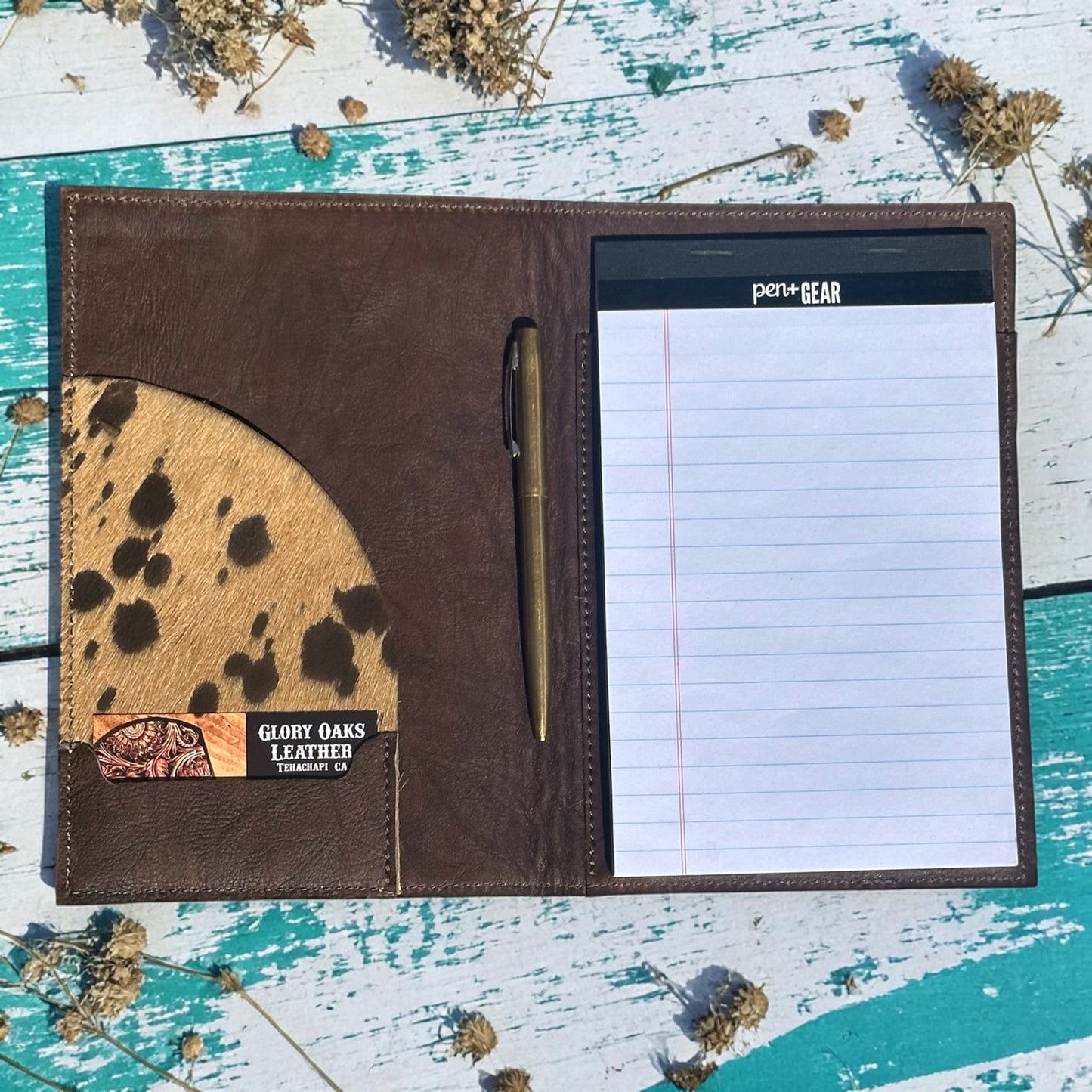 Acid Wash Cowhide Mini Padfolio
