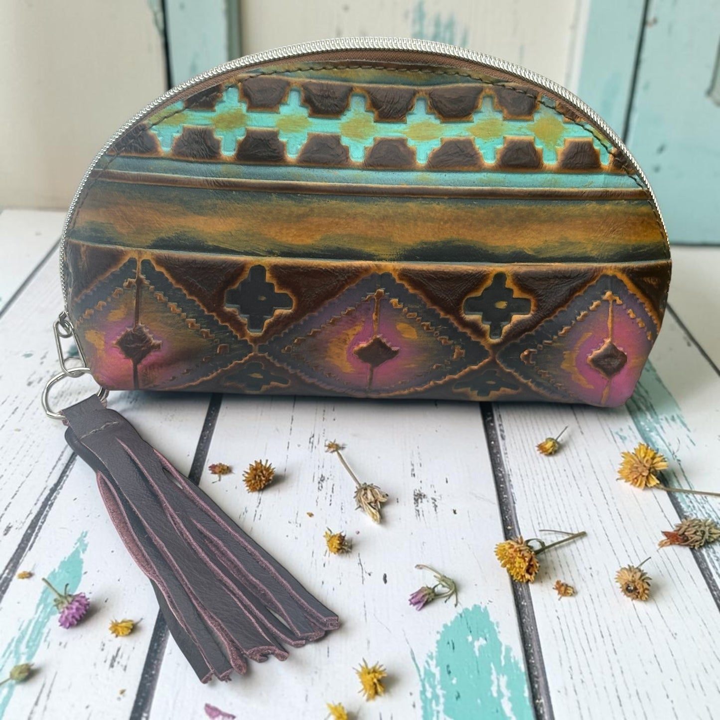 Magenta Navajo Crescent Makeup Bag