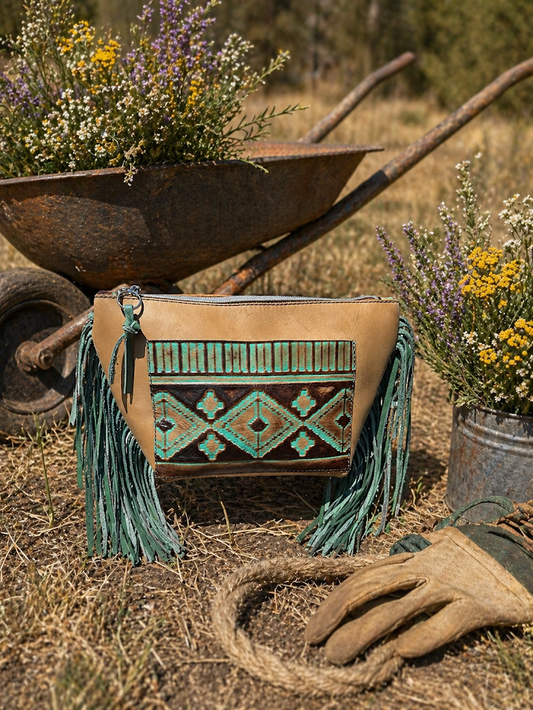 Buckskin and Mint Navajo Wristlet