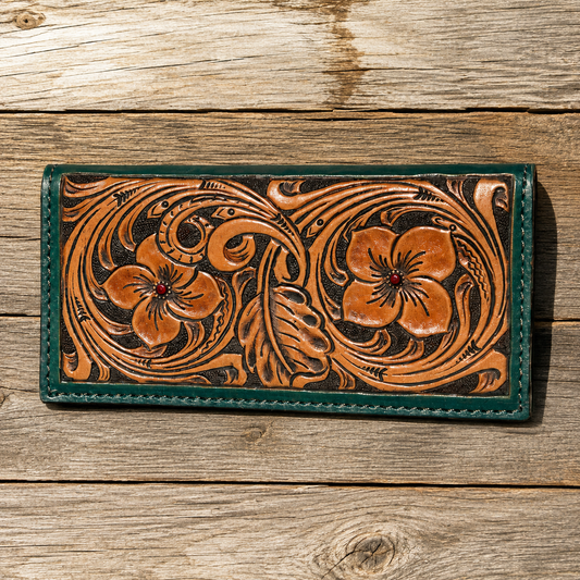 Floral Carved Checkbook and Wallet