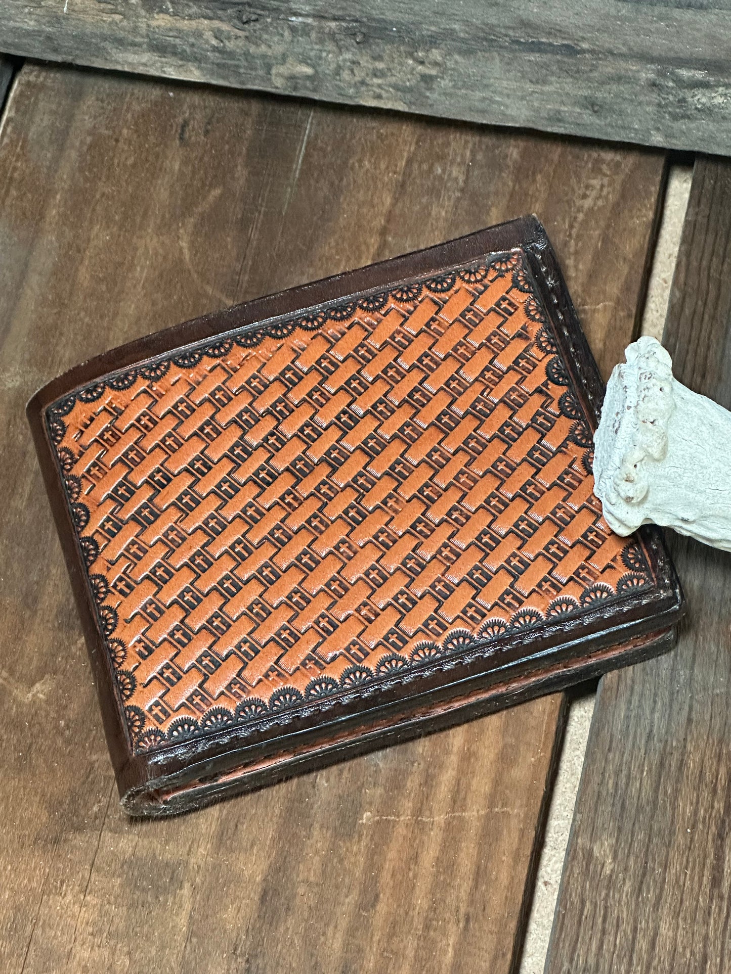 Billfold with Basketweave Crosses