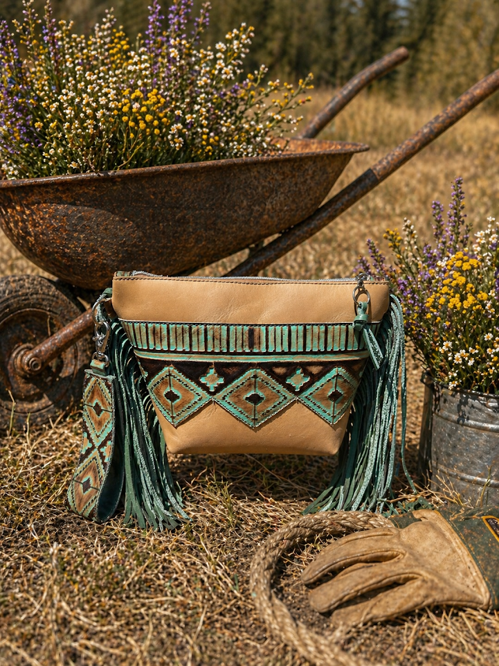 Buckskin and Mint Navajo Wristlet