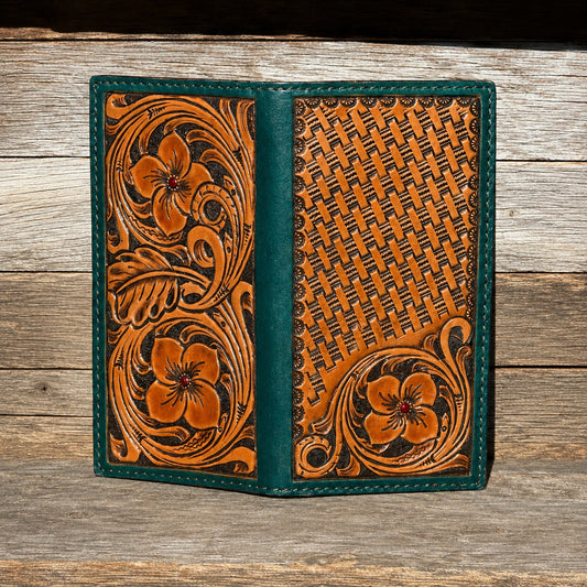 Floral Carved Checkbook and Wallet