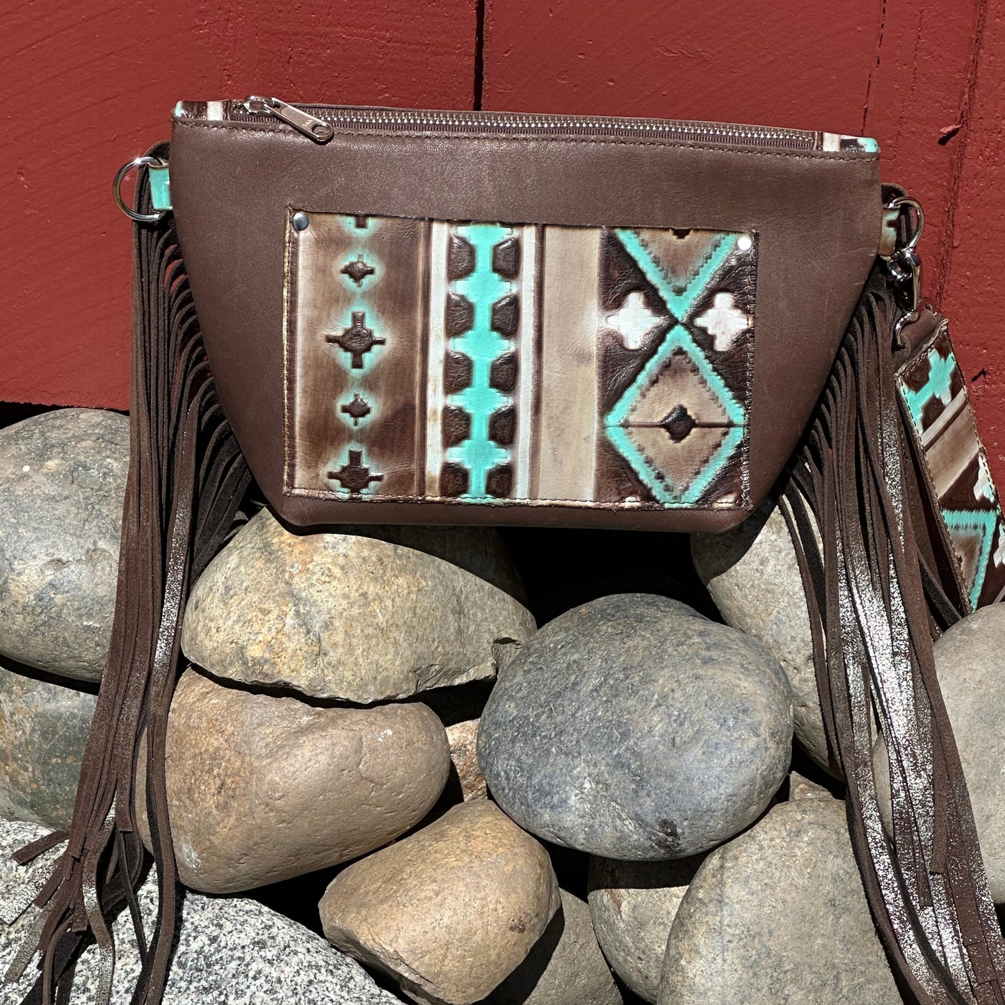 Wristlet with Turquoise and White Navajo Accents