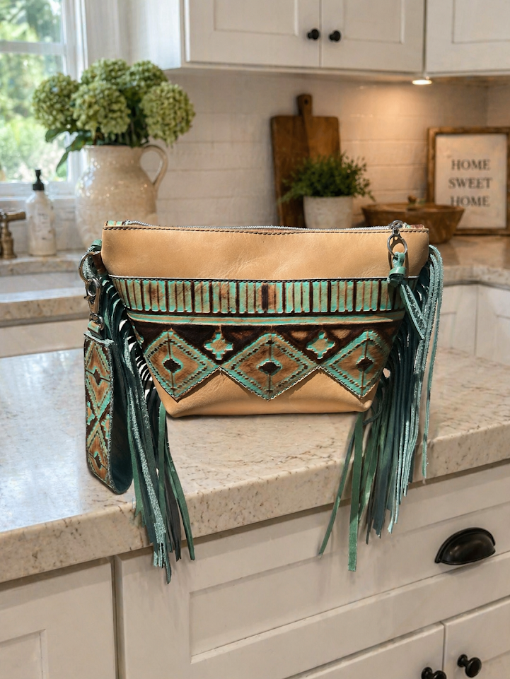 Buckskin and Mint Navajo Wristlet