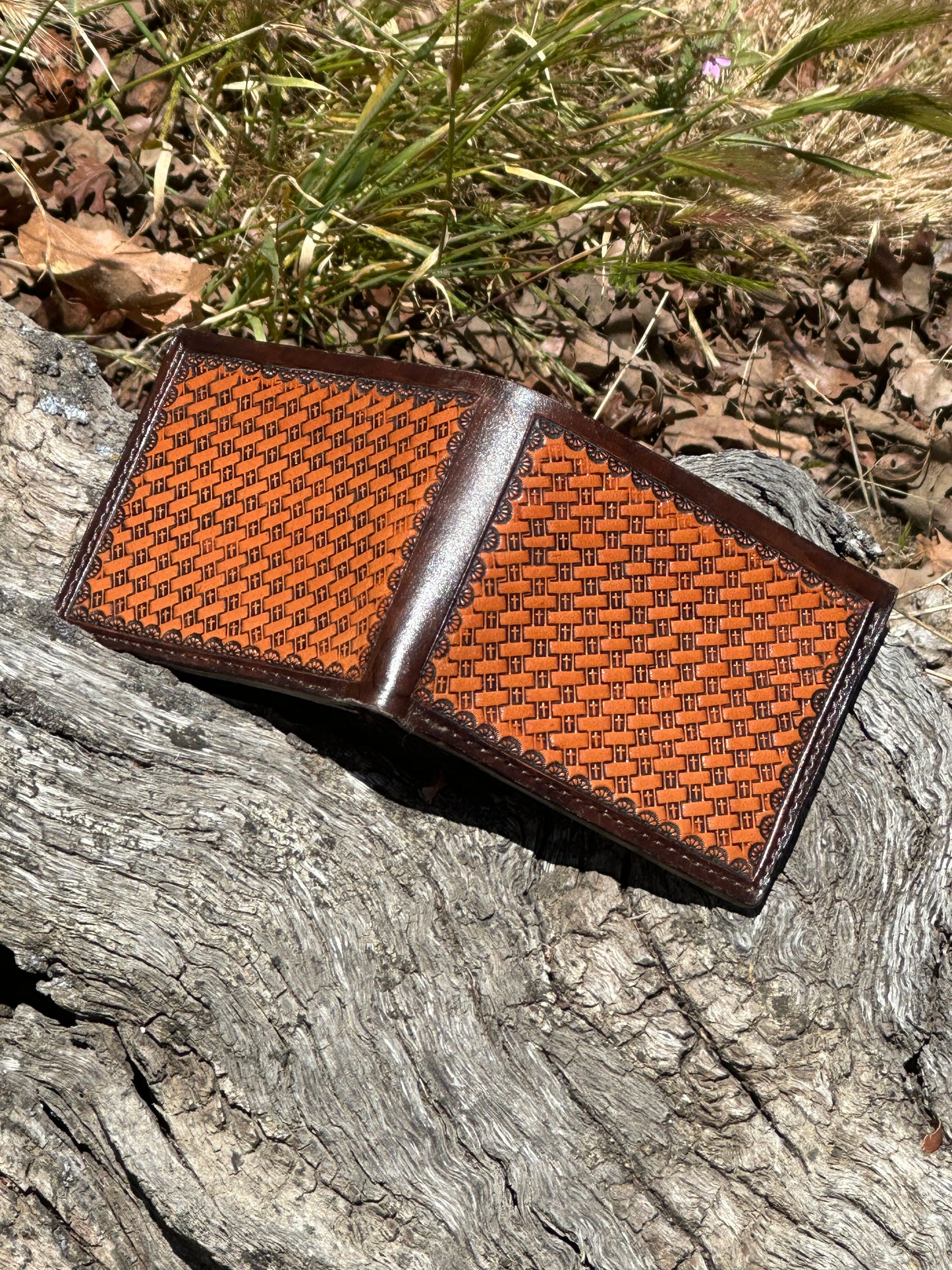 Billfold with Basketweave Crosses