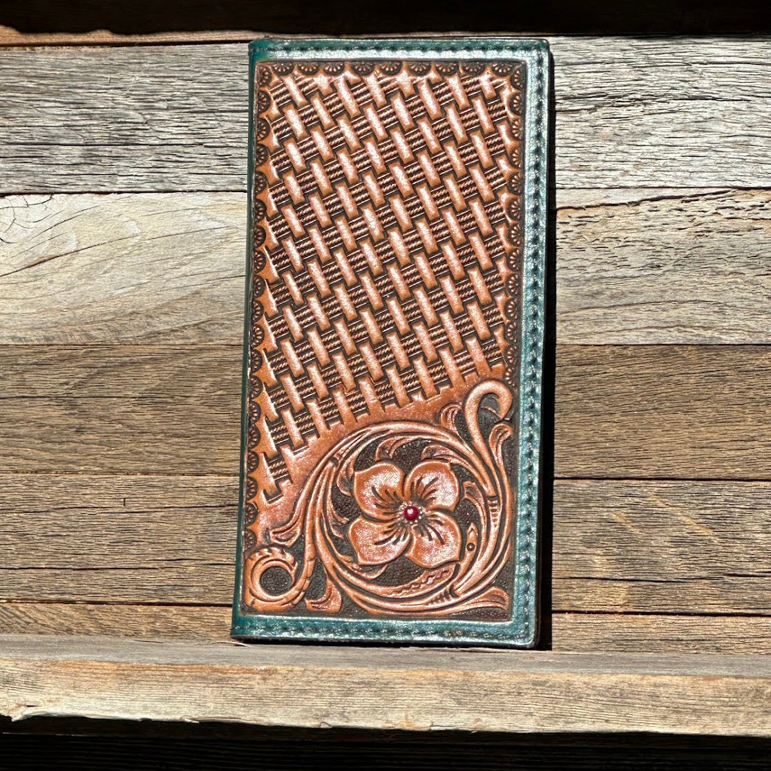 Floral Carved Checkbook and Wallet