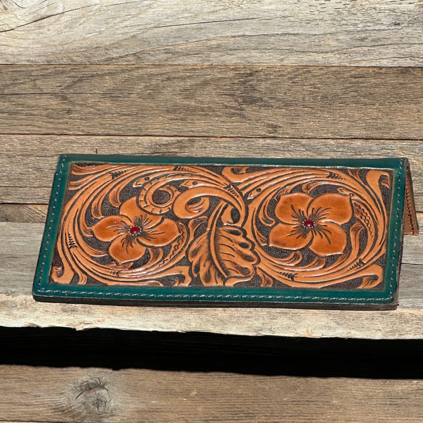 Floral Carved Checkbook and Wallet