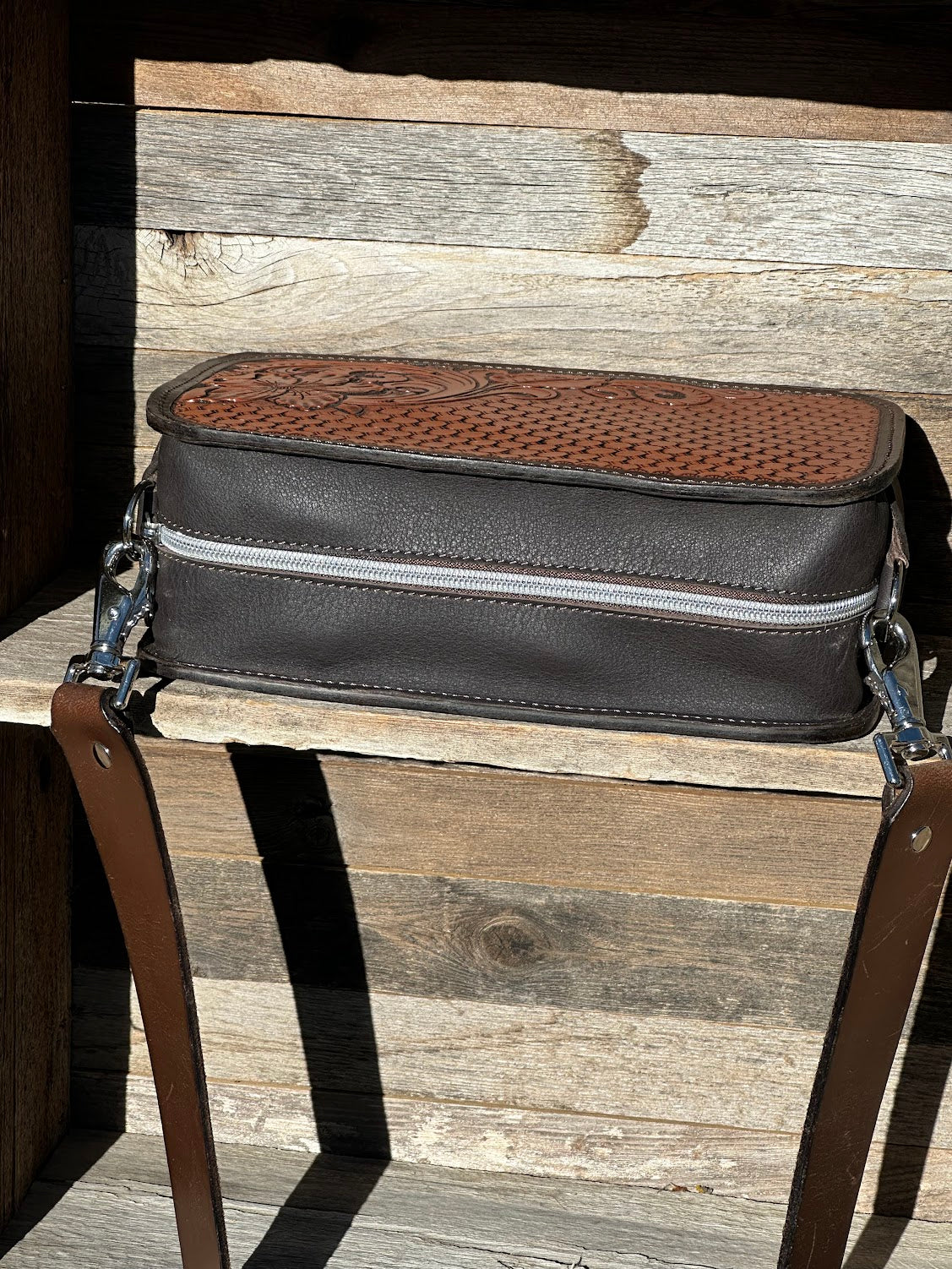 Floral and Basketweave Shoulder Bag
