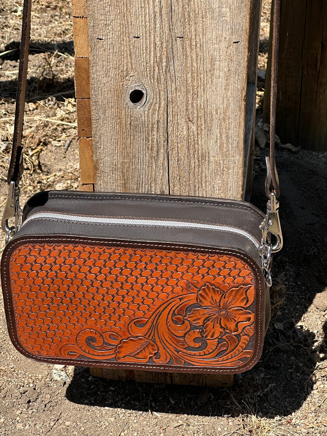 Floral and Basketweave Shoulder Bag