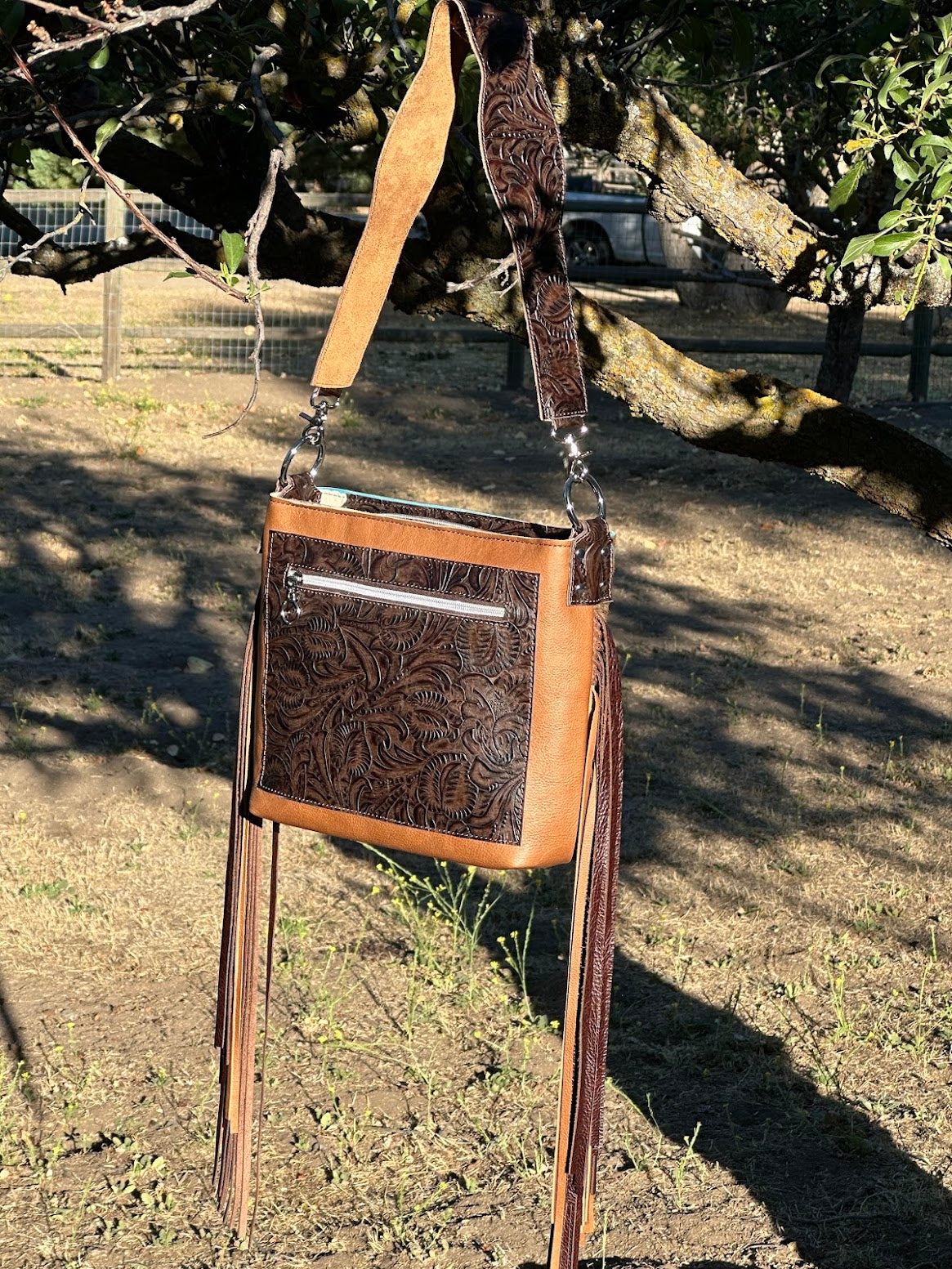 Acid Wash Cowhide Shoulder Bag