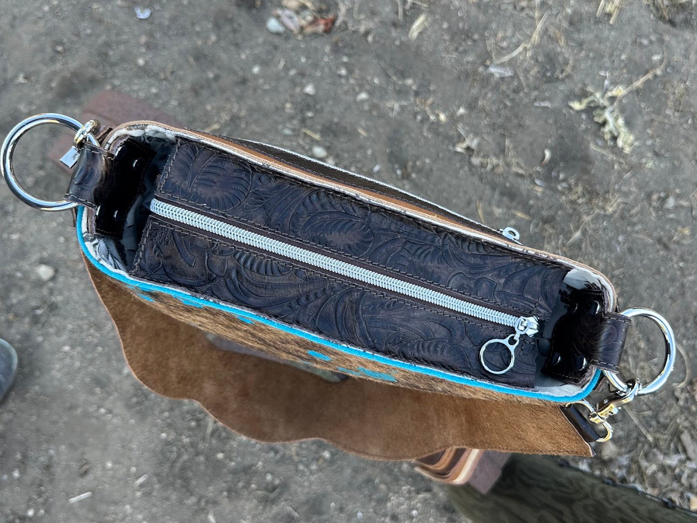 Acid Wash Cowhide Shoulder Bag