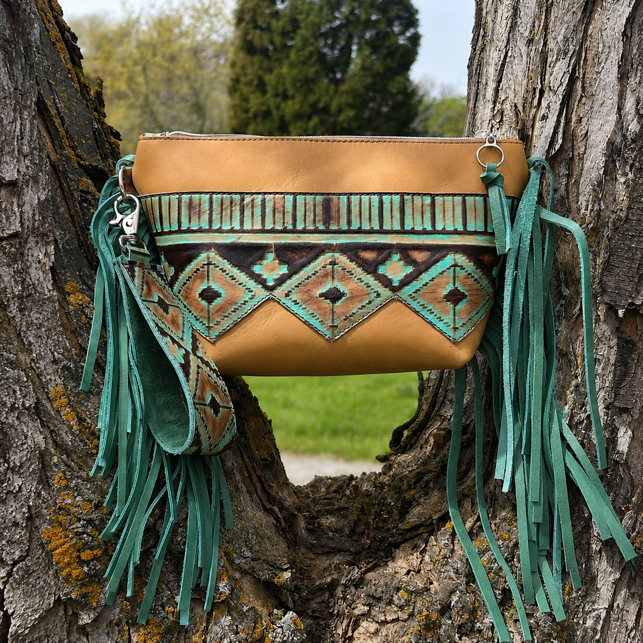 Buckskin and Mint Navajo Wristlet
