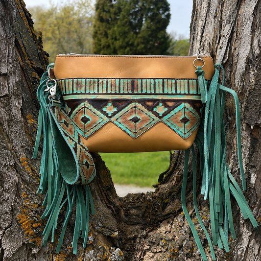 Buckskin and Mint Navajo Wristlet