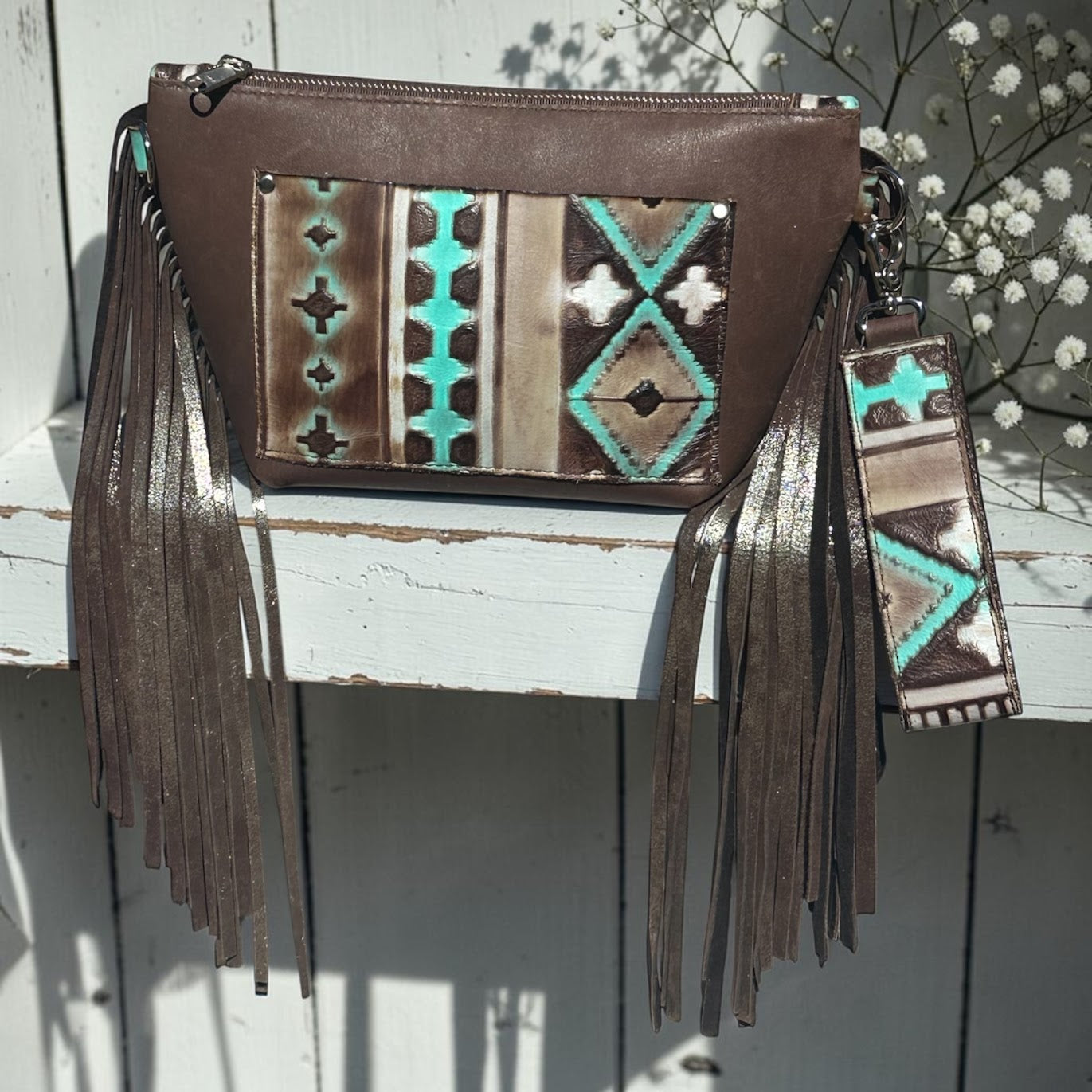Wristlet with Turquoise and White Navajo Accents