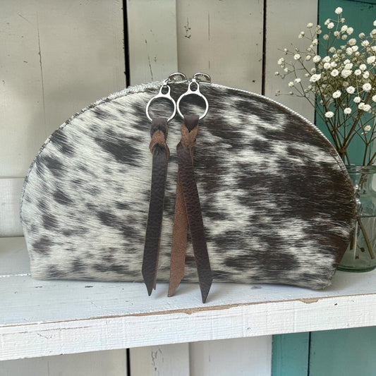 Cowhide Crescent Lined Makeup Bag